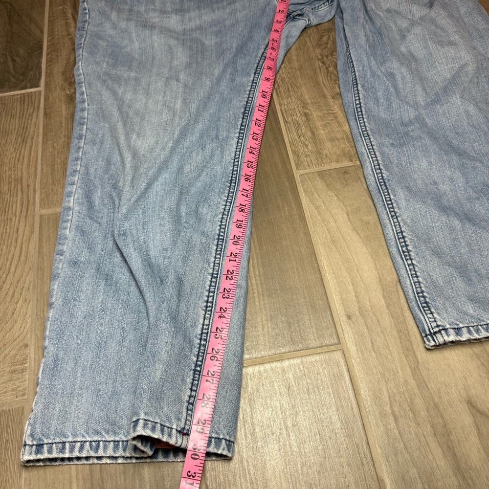 Old Navy Men's 46x30 Loose Fit Light Blue Jeans Plaid Lined Plus Size - Picture 4 of 9